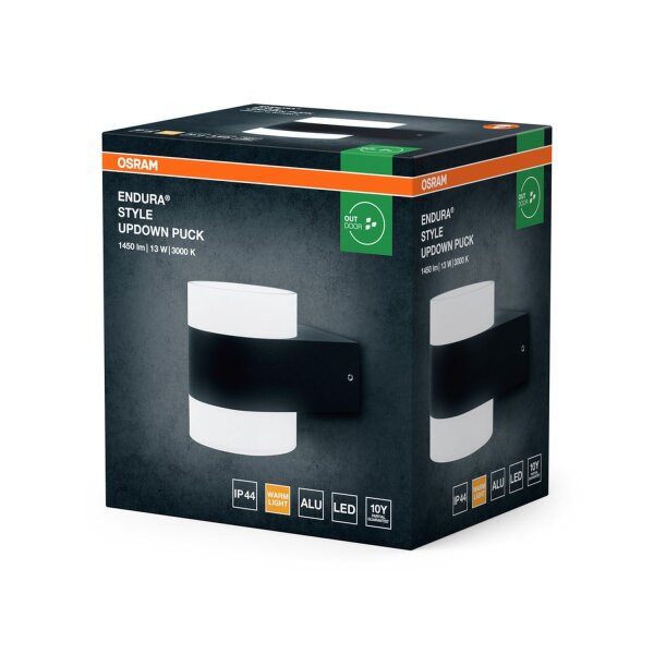 LED Wandleuchte Up Down Dunkelgrau Alu 3000K IP44 OSRAM