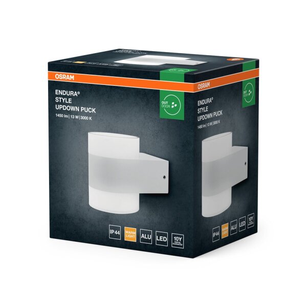 LED Wandlampe Weiß Alu 3000K IP44 H:13cm Up Down OSRAM