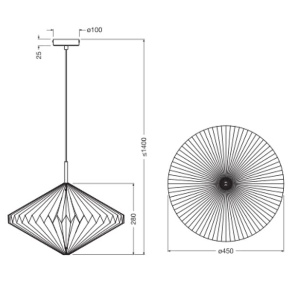 Pendelleuchte Papier Weiß E27 Ø45cm Modern Design OSRAM
