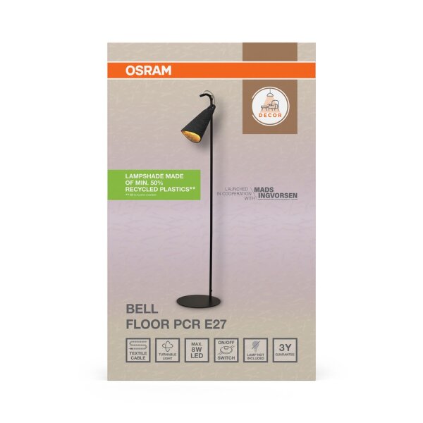 Stehleuchte verstellbar Metall E27 H:120 cm OSRAM