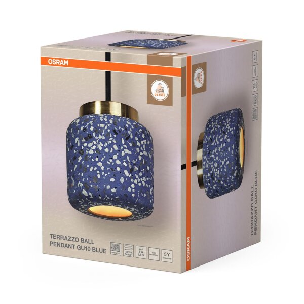 Pendelleuchte Gold Terrazzo Blau Ø10 cm OSRAM
