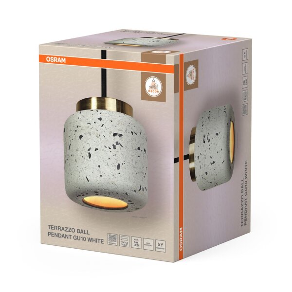 Hängelampe Weiß Terrazzo Gold Ø10 cm modern OSRAM