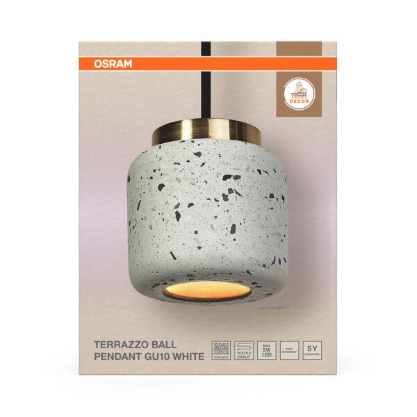 Hängelampe Weiß Terrazzo Gold Ø10 cm modern OSRAM