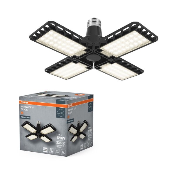 Deckenlampe Schwarz Metall E27 B:23,1cm OSRAM
