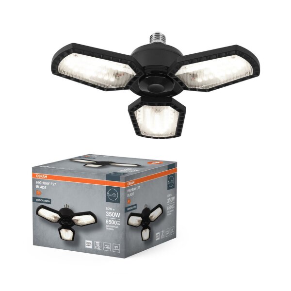 Deckenleuchte Schwarz Metall E27 B:33,7cm OSRAM