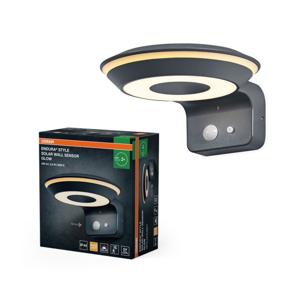 LED Solar Wandlampe Sensor Alu 3000 K IP44 OSRAM