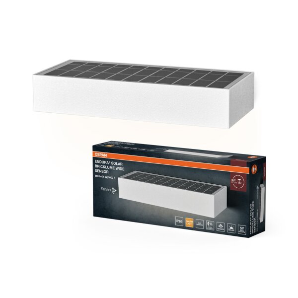 LED Solar Wandlampe Sensor Weiß Metall 3000K IP65 OSRAM
