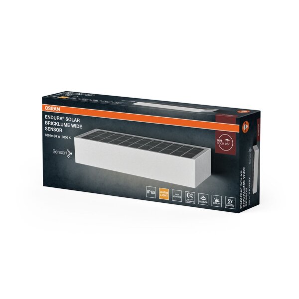 LED Solar Wandlampe Sensor Weiß Metall 3000K IP65 OSRAM
