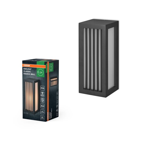 Wandlampe Dunkelgrau Aluminium IP65 E27 H:25 cm OSRAM