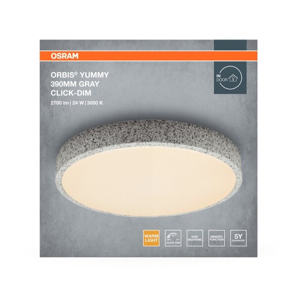 LED Deckenleuchte Click-DIM Grau 3000 K Ø39cm OSRAM