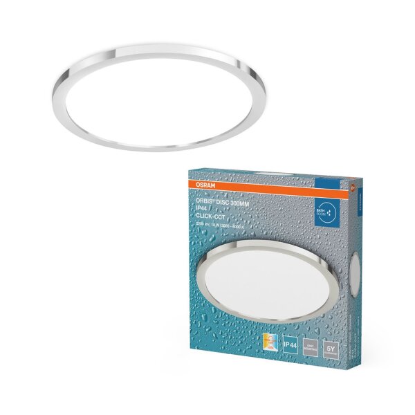 LED Deckenleuchte Click-CCT Chrom Metall IP44 OSRAM