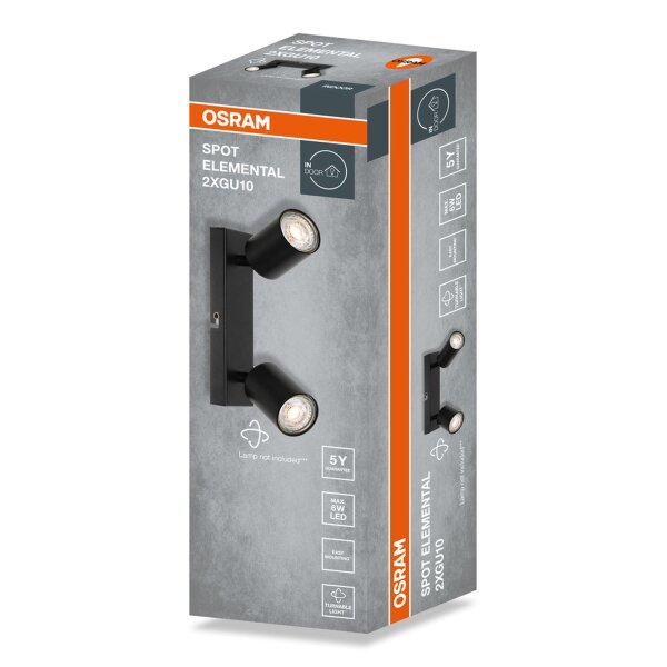Deckenstrahler flexibel Schwarz Metall GU10 L21cm OSRAM