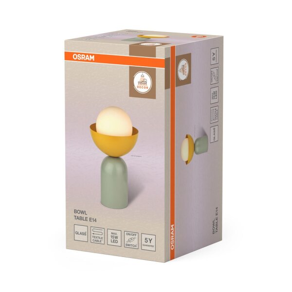 Tischleuchte Glas Metall E14 H:36,5 cm Grün Gelb OSRAM