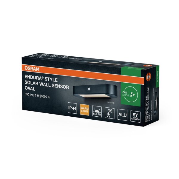 LED Solar Wandleuchte Sensor Alu 3000K IP44 OSRAM