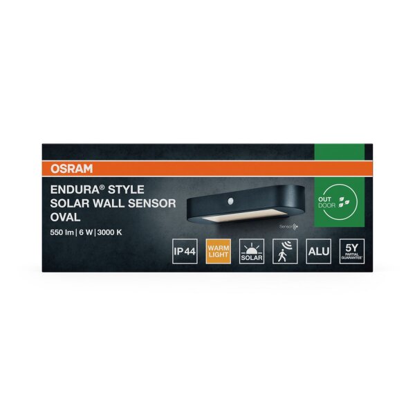 LED Solar Wandleuchte Sensor Alu 3000K IP44 OSRAM