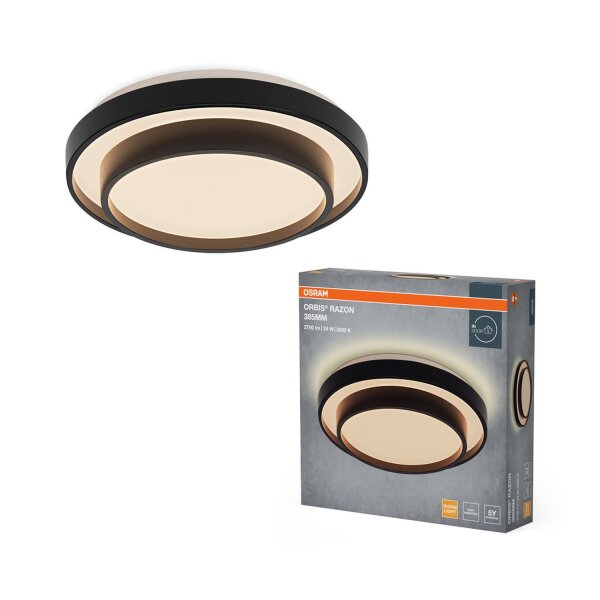LED Deckenleuchte Schwarz Metall 3000 K Ø38,5cm OSRAM