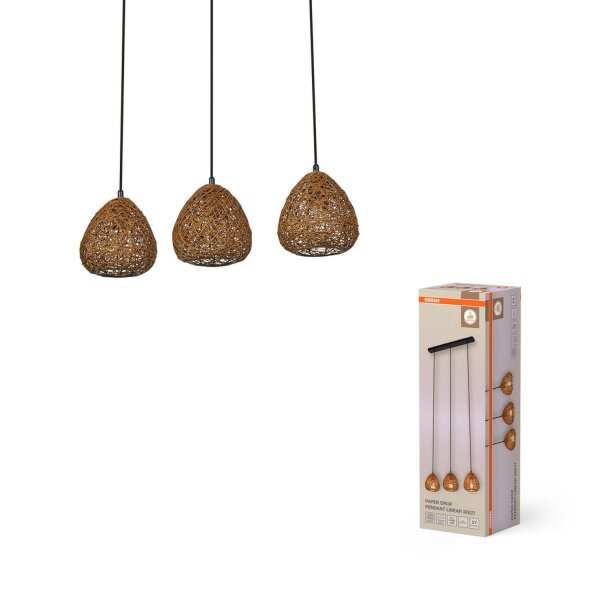 Pendelleuchte Braun Papier E27 61 cm modern OSRAM