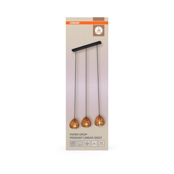 Pendelleuchte Braun Papier E27 61 cm modern OSRAM