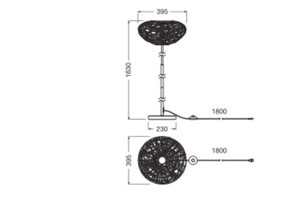Stehleuchte Schwarz Papier Braun E27 H:163 cm OSRAM