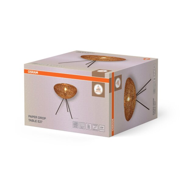 Tischleuchte Braun Papier E27 47,6 cm modern OSRAM