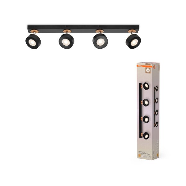 LED Deckenstrahler schwenkbar Schwarz Holz 3000 K OSRAM