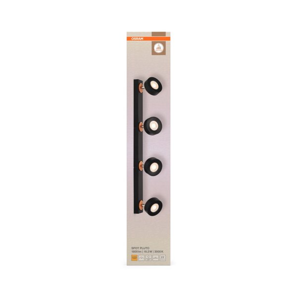 LED Deckenstrahler schwenkbar Schwarz Holz 3000 K OSRAM