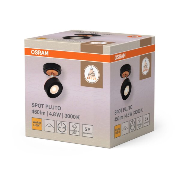 LED Wandstrahler schwenkbar Schwarz Holz 3000 K OSRAM