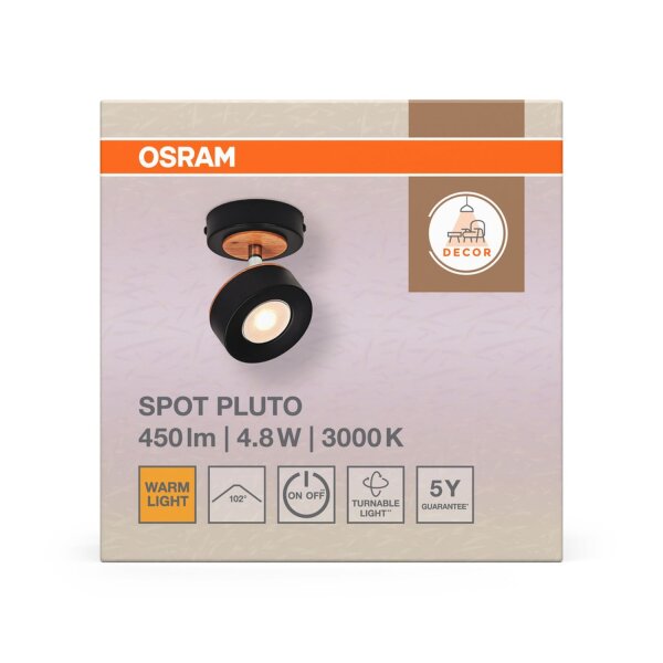 LED Wandstrahler schwenkbar Schwarz Holz 3000 K OSRAM