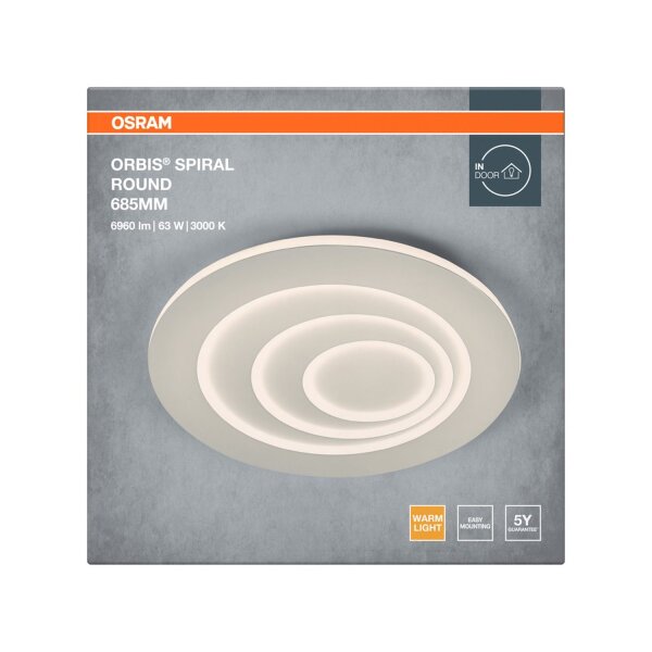 LED Deckenleuchte Weiß Metall 3000 K Ø68,5cm OSRAM