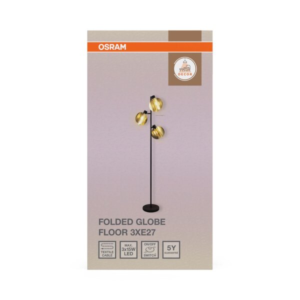 Stehlampe Gold Schwarz Stahl E27 H:180 cm modern OSRAM