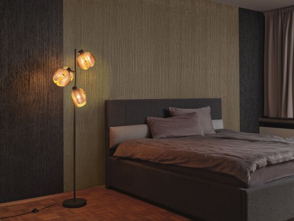 Stehlampe Gold Schwarz Stahl E27 H:180 cm modern OSRAM
