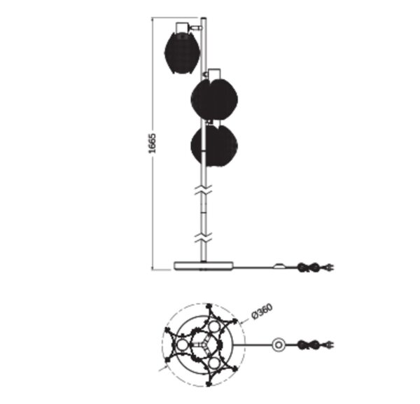 Stehlampe Gold Schwarz Stahl E27 H:180 cm modern OSRAM