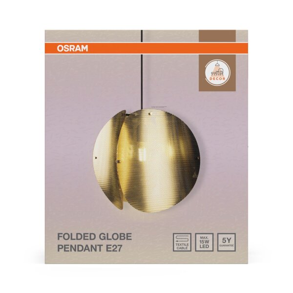 Runde Hängelampe Schwarz Stahl Gold E27 Ø38 cm OSRAM