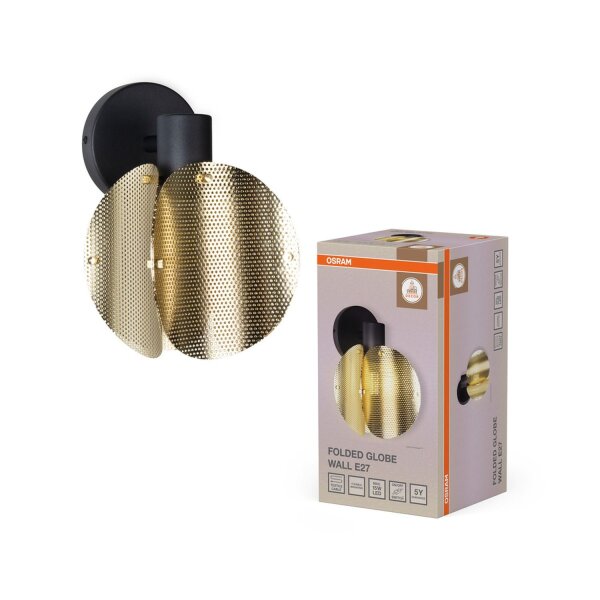 Wandleuchte Gold Schwarz Stahl E27 B:14,5 cm OSRAM