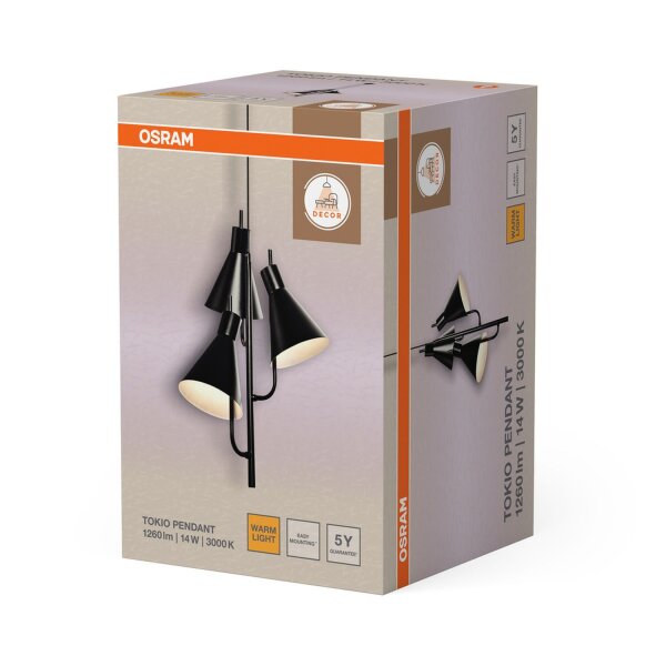 LED Pendelleuchte Schwarz Metall 3000 K Ø31,5 cm OSRAM