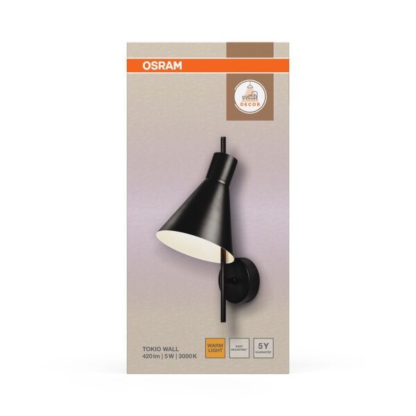LED Wandleuchte Schwarz Metall 3000 K L:32 cm OSRAM