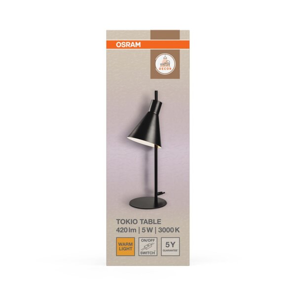 LED Tischleuchte Schwarz Metall 3000 K H:44 cm OSRAM