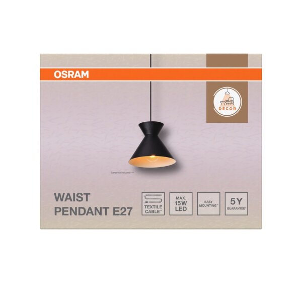 Hängelampe verstellbar Schwarz E27 Ø20 cm OSRAM