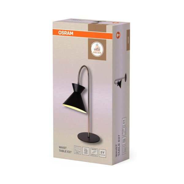 Tischleuchte verstellbar Schwarz Metall E27 OSRAM