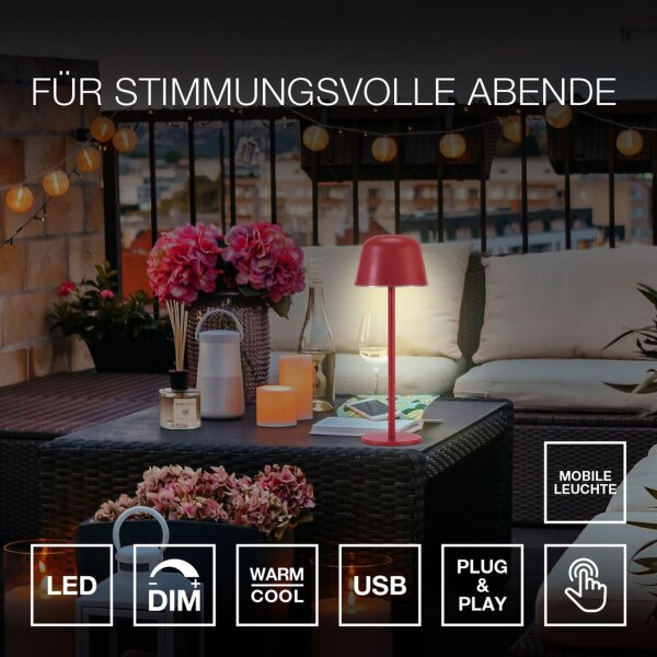 LED Akku Tischleuchte dimmbar Magenta CCT 6000 K OSRAM