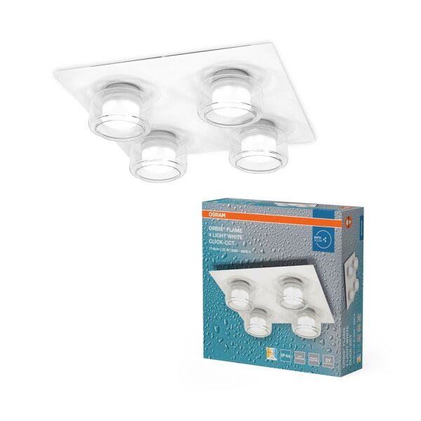 LED Deckenlampe CCT Weiß Metall Glas IP44 L:35cm OSRAM