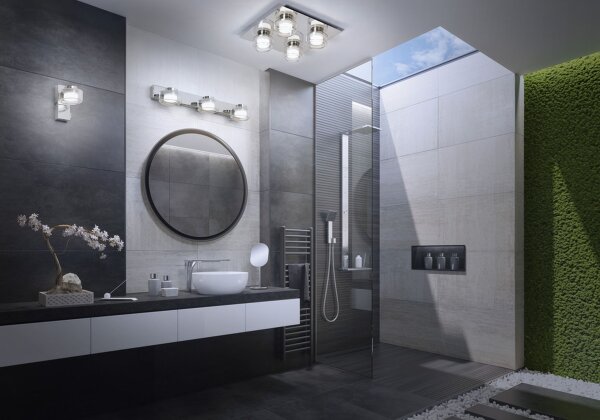LED Wandlampe Click-CCT Metall Chrom Glas IP44 OSRAM