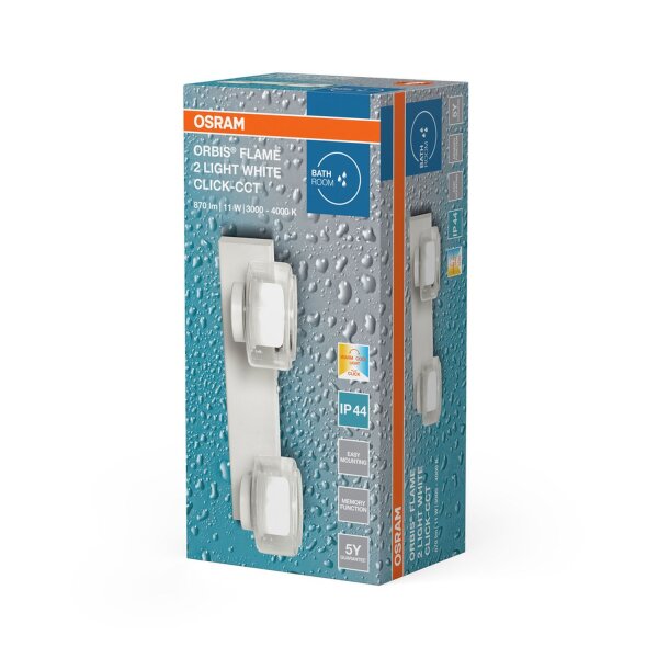 LED Wandlampe Click-CCT Metall Glas IP44 B:30cm OSRAM