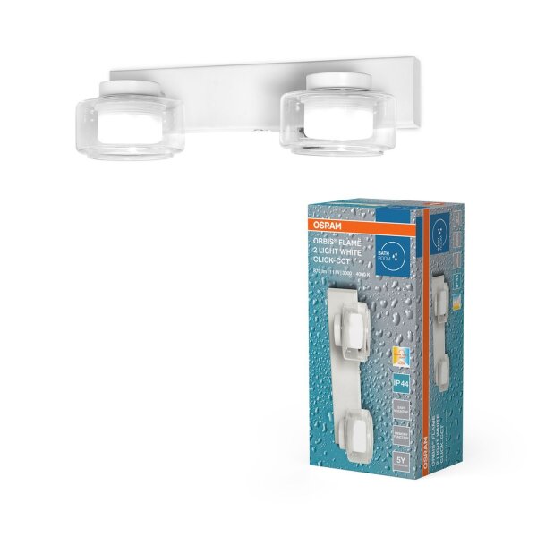 LED Wandlampe Click-CCT Metall Glas IP44 B:30cm OSRAM