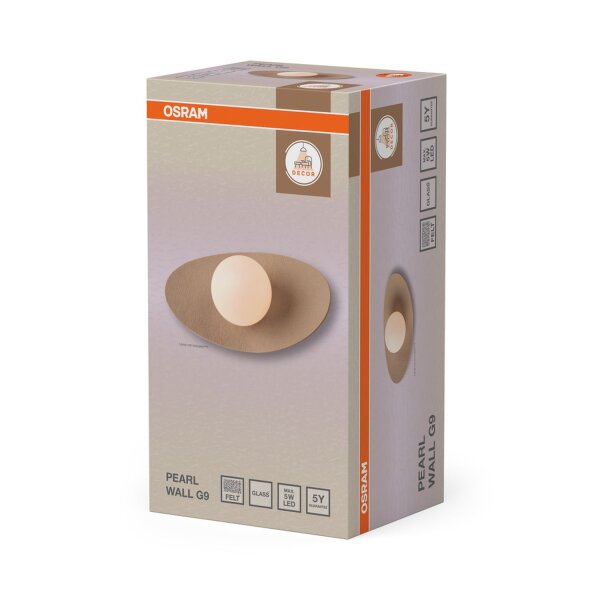 Wandlampe Glas Filz Beige G9 H:15 cm modern OSRAM
