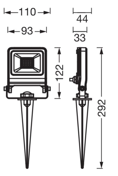 LED Außenstrahler flexibel Glas 3000K IP65 29cm Spieß
