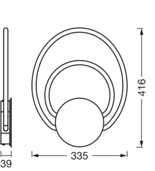 LED Wandleuchte Metall Dunkelgrau 3000 K B:33,5cm OSRAM