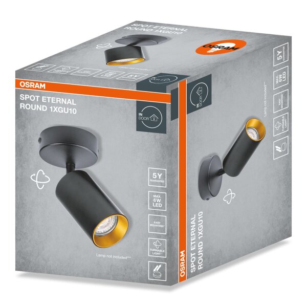 Deckenstrahler Metall Schwarz Gold flexibel GU10 OSRAM