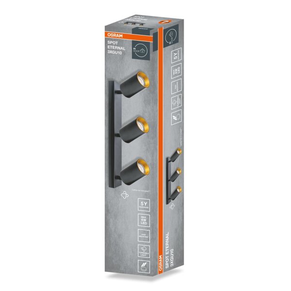 Deckenstrahler schwenkbar Schwarz Gold Metall GU10 37cm