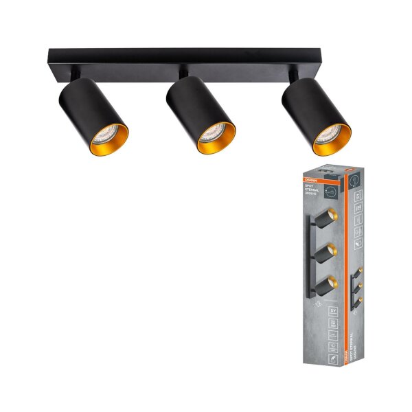 Deckenstrahler schwenkbar Schwarz Gold Metall GU10 37cm